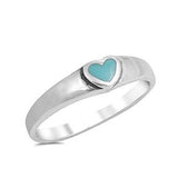 Solitaire Heart Promise Ring Heart Simulated Turquoise 925 Sterling Silver - Blue Apple Jewelry
