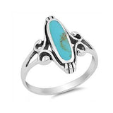 Oval Simulated Rainbow Abalone 925 Sterling Silver Swirl Shank Ring - Blue Apple Jewelry