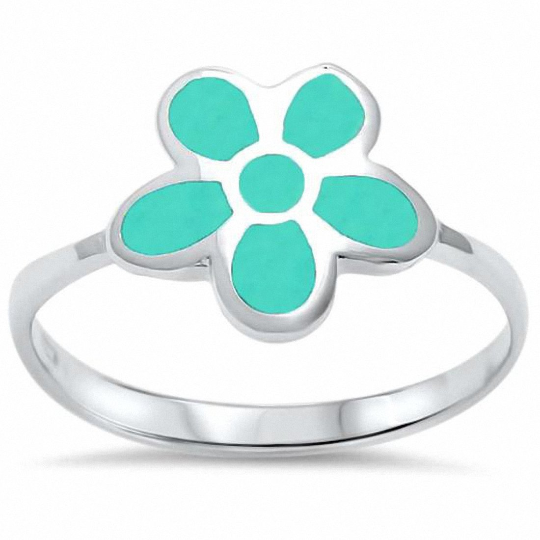 Flower Ring Simulated 925 Sterling Silver