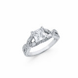 Infinity Twist Shank Engagement Ring Princess Cut Round Cubic Zirconia 925 Sterling Silver Choose Color