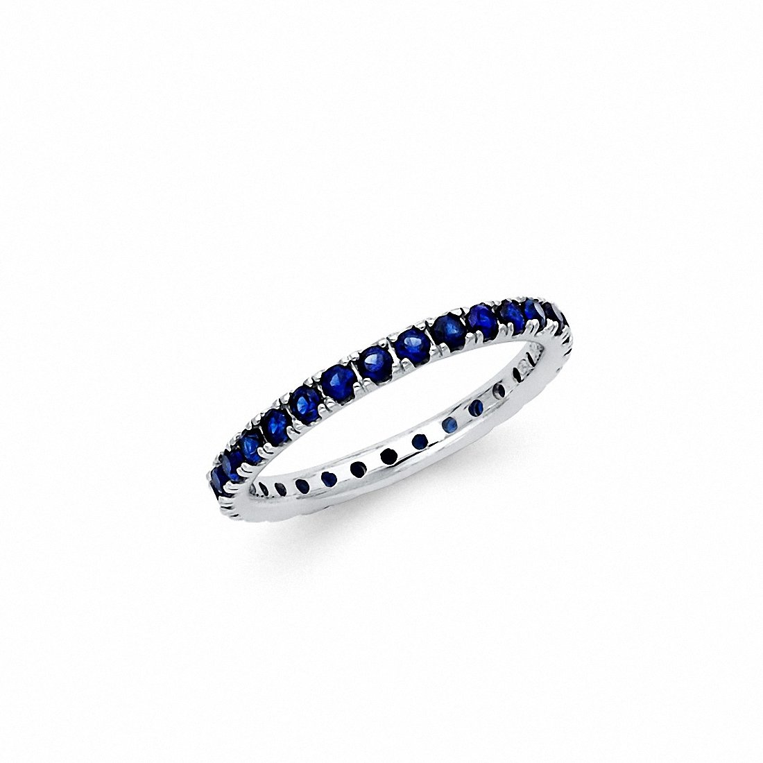 Eternity Style Simulated Blue Sapphire Band Ring 925 Sterling Silver Choose Color
