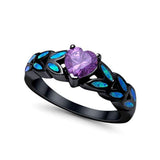 Heart Ring Black Tone, Simulated Amethyst Cubic Zirconia 925 Sterling Silver