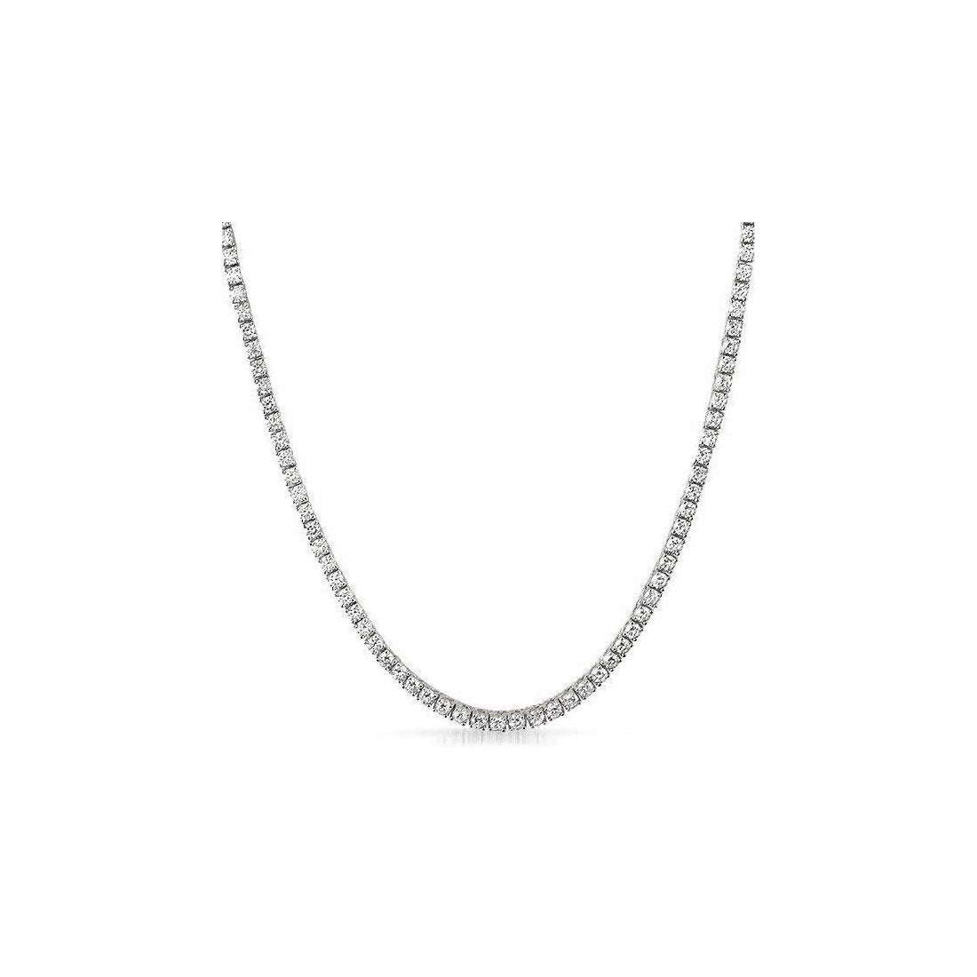 3MM CZ Tennis Necklaces .925 Sterling Silver Length "17 to 30" Inches