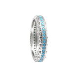 4MM Full Eternity Stackable Wedding Ring Round Nano Turquoise 925 Sterling Silver