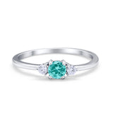 Three Stone Engagement Ring Round Simulated Cubic Zirconia 925 Sterling Silver