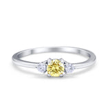 Three Stone Engagement Ring Round Simulated Cubic Zirconia 925 Sterling Silver