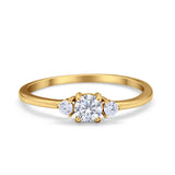 Three Stone Engagement Ring Round Simulated Cubic Zirconia 925 Sterling Silver