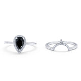 Two Piece Teardrop Engagement Ring Simulated Cubic Zirconia 925 Sterling Silver