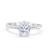 Solitaire Braided Engagement Ring Simulated Cubic Zirconia 925 Sterling Silver