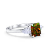 Three Stone Engagement Ring Teardrop Simulated Cubic Zirconia 925 Sterling Silver