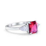 Three Stone Engagement Ring Teardrop Simulated Cubic Zirconia 925 Sterling Silver