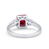 Three Stone Engagement Ring Teardrop Simulated Cubic Zirconia 925 Sterling Silver
