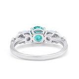 Art Deco Three Stone Engagement Ring Simulated Cubic Zirconia 925 Sterling Silver