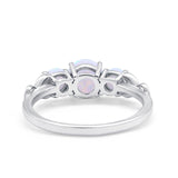 Art Deco Three Stone Engagement Ring Simulated Cubic Zirconia 925 Sterling Silver