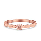 Petite Dainty Wedding Ring Round Simulated Cubic Zirconia 925 Sterling Silver