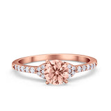 Art Deco Wedding Bridal Ring Round Simulated Cubic Zirconia 925 Sterling Silver