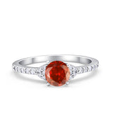 Art Deco Wedding Bridal Ring Round Simulated Cubic Zirconia 925 Sterling Silver