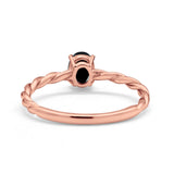 Solitaire Twisted Oval Wedding Ring Simulated Cubic Zirconia 925 Sterling Silver
