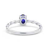 Solitaire Twisted Oval Wedding Ring Simulated Cubic Zirconia 925 Sterling Silver