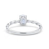 Solitaire Twisted Oval Wedding Ring Simulated Cubic Zirconia 925 Sterling Silver