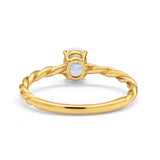 Solitaire Twisted Oval Wedding Ring Simulated Cubic Zirconia 925 Sterling Silver