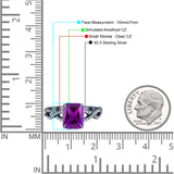 Art Deco Twisted Shank Infinity Emerald Cut Simulated Cubic Zirconia 925 Sterling Silver