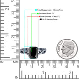 Art Deco Twisted Shank Infinity Emerald Cut Simulated Cubic Zirconia 925 Sterling Silver