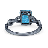 Art Deco Twisted Shank Infinity Emerald Cut Simulated Cubic Zirconia 925 Sterling Silver