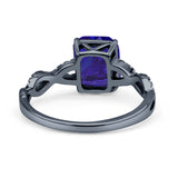 Art Deco Twisted Shank Infinity Emerald Cut Simulated Cubic Zirconia 925 Sterling Silver