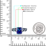 Art Deco Twisted Shank Infinity Emerald Cut Simulated Cubic Zirconia 925 Sterling Silver