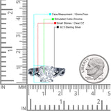 Art Deco Twisted Shank Infinity Emerald Cut Simulated Cubic Zirconia 925 Sterling Silver