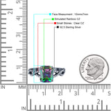 Art Deco Twisted Shank Infinity Emerald Cut Simulated Cubic Zirconia 925 Sterling Silver