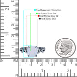 Art Deco Twisted Shank Infinity Emerald Cut Simulated Cubic Zirconia 925 Sterling Silver