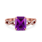 Art Deco Twisted Shank Infinity Emerald Cut Simulated Cubic Zirconia 925 Sterling Silver