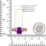 Art Deco Twisted Shank Infinity Emerald Cut Simulated Cubic Zirconia 925 Sterling Silver