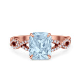 Art Deco Twisted Shank Infinity Emerald Cut Simulated Cubic Zirconia 925 Sterling Silver