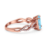 Art Deco Twisted Shank Infinity Emerald Cut Simulated Cubic Zirconia 925 Sterling Silver