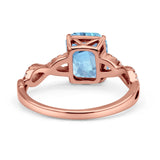 Art Deco Twisted Shank Infinity Emerald Cut Simulated Cubic Zirconia 925 Sterling Silver