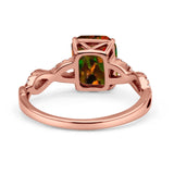 Art Deco Twisted Shank Infinity Emerald Cut Simulated Cubic Zirconia 925 Sterling Silver