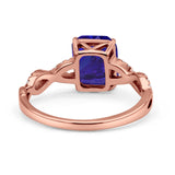 Art Deco Twisted Shank Infinity Emerald Cut Simulated Cubic Zirconia 925 Sterling Silver