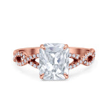 Art Deco Twisted Shank Infinity Emerald Cut Simulated Cubic Zirconia 925 Sterling Silver