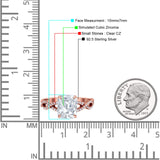 Art Deco Twisted Shank Infinity Emerald Cut Simulated Cubic Zirconia 925 Sterling Silver