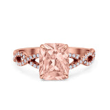 Art Deco Twisted Shank Infinity Emerald Cut Simulated Cubic Zirconia 925 Sterling Silver