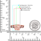 Art Deco Twisted Shank Infinity Emerald Cut Simulated Cubic Zirconia 925 Sterling Silver