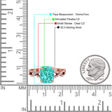 Art Deco Twisted Shank Infinity Emerald Cut Simulated Cubic Zirconia 925 Sterling Silver