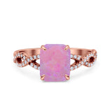 Art Deco Twisted Shank Infinity Emerald Cut Simulated Cubic Zirconia 925 Sterling Silver