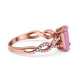 Art Deco Twisted Shank Infinity Emerald Cut Simulated Cubic Zirconia 925 Sterling Silver