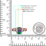 Art Deco Twisted Shank Infinity Emerald Cut Simulated Cubic Zirconia 925 Sterling Silver