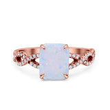 Art Deco Twisted Shank Infinity Emerald Cut Simulated Cubic Zirconia 925 Sterling Silver