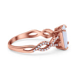 Art Deco Twisted Shank Infinity Emerald Cut Simulated Cubic Zirconia 925 Sterling Silver